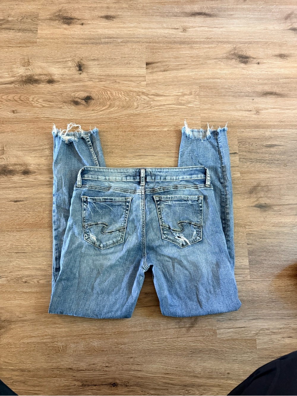 Silver Jeans Light Blue Distressed Ankle Crop Jeans